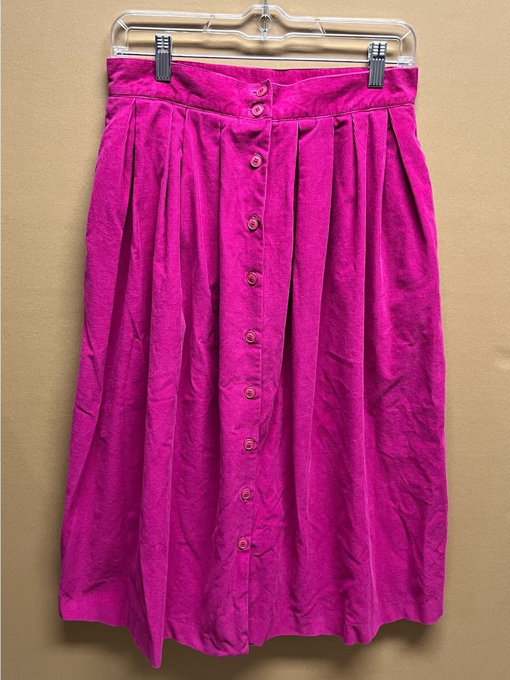 Vintage 1980’s Compositions Corduroy Long Skirt ButtonFront Pleated 28” waist